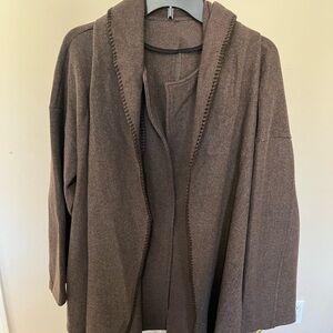 OGL Brown Open-Front Hooded Cardigan